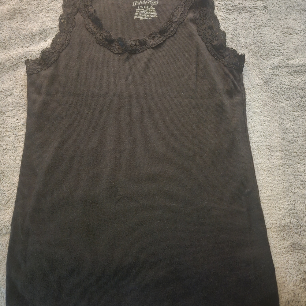 Faded Glory Black Lace Trim Camisole